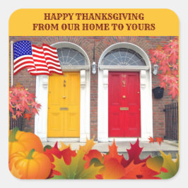 Thanksgivingen Färgfyllda framdörrar Fyrkantigt Klistermärke