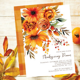 Thanksgivingen Färgfyllningsblommor i Orange Inbjudningar