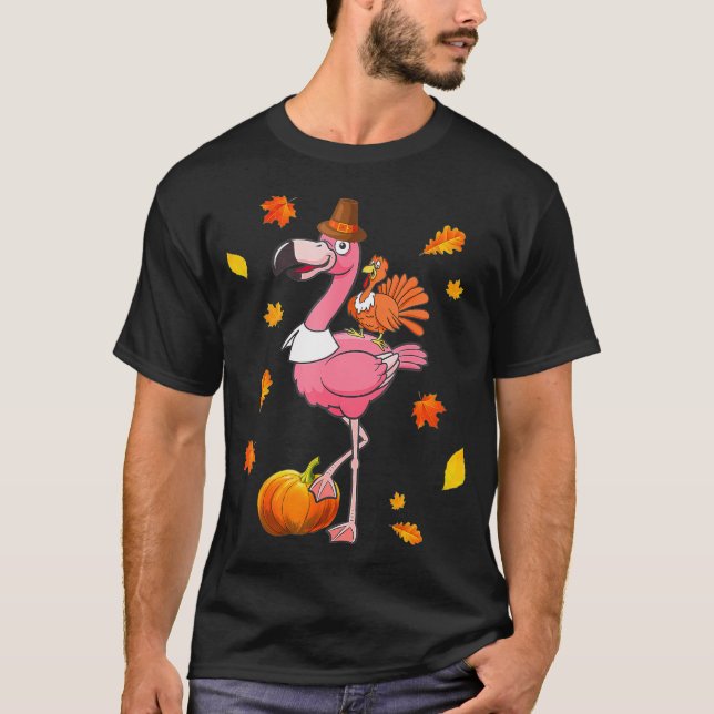 Thanksgivingen för Riding Flamingo i Turkiet T Shirt (Framsida)