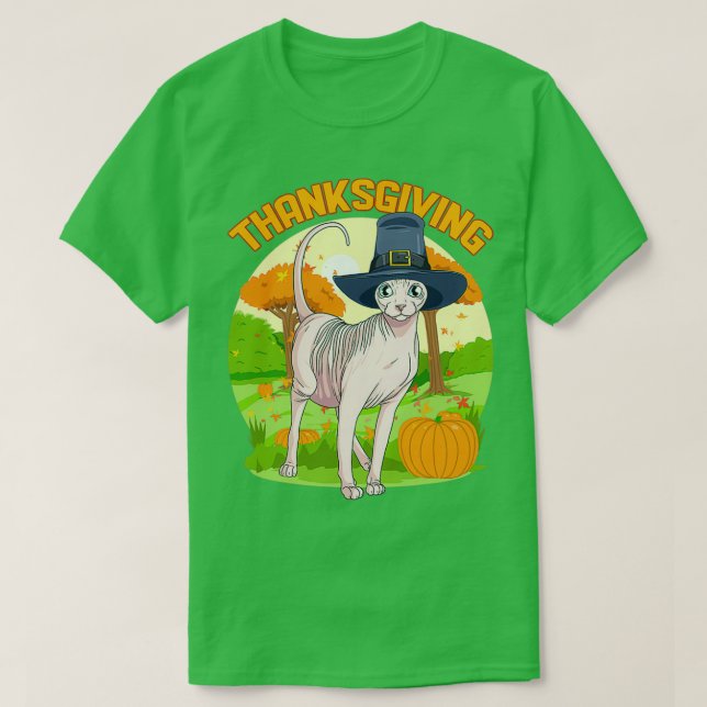 Thanksgivingen för sfärisk katt Pilgrim-Perfekten  T Shirt (Design framsida)