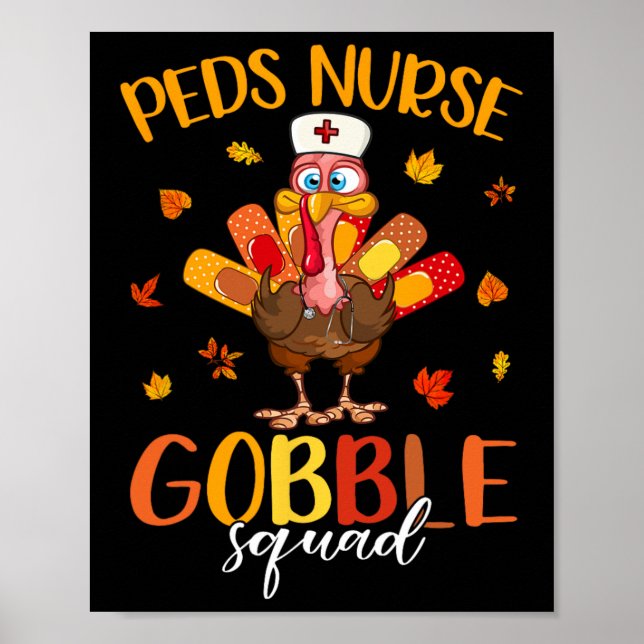 Thanksgivingen för sjukgobble Squad Turkey Pilgrim Poster (Framsidan)