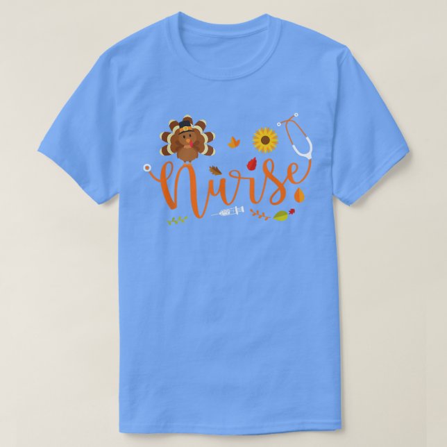 Thanksgivingen för turkiska stetoscope Nurse T Shirt (Design framsida)