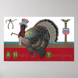 Thanksgivingen för Vintage av patriotisk hat i Tur Poster