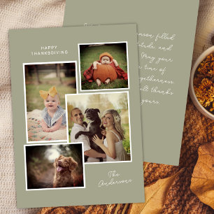 Thanksgivingen Fotokollage för Sage Grönt Family P Julkort