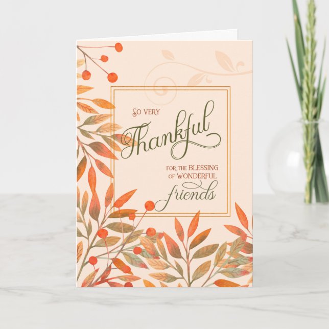 Thanksgivingen Friends Couple Autumn Harvest Lövs Helgkort (Framsida)