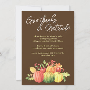 Thanksgivingen ge tack och tacksamhet Pumpkins Inbjudningar