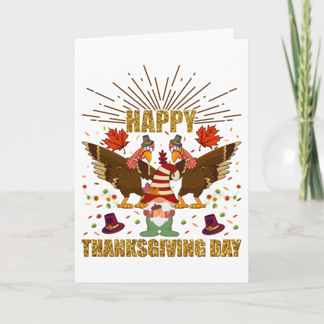 Thanksgivingen Gnome Dabbing Turkey Helgkort (Framsida)