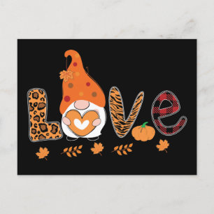 Thanksgivingen Gnome Kärlek Pumpkin Löv Vykort
