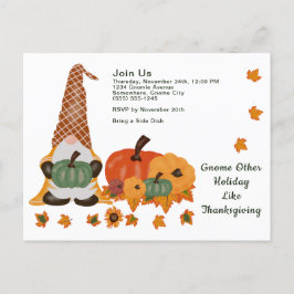 Thanksgivingen Gnome Pumpkins Löv Day Vykort