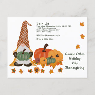 Thanksgivingen Gnome Pumpkins Löv Day Vykort
