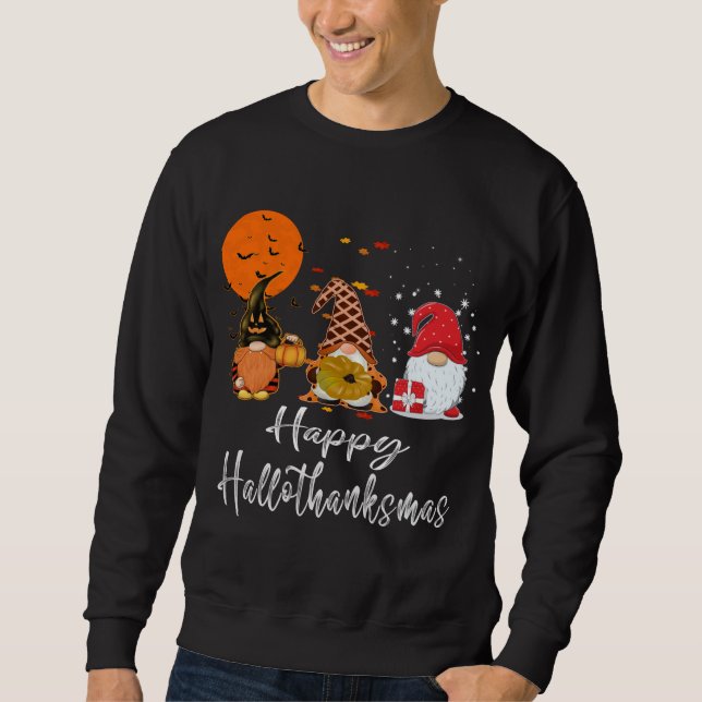 Thanksgivingen Gnomes jul Lycklig Hallothanksmas Lång Ärmad Tröja (Framsida)