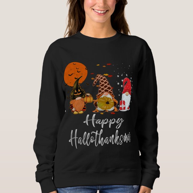 Thanksgivingen Gnomes jul Lycklig Hallothanksmas T Shirt (Framsida)