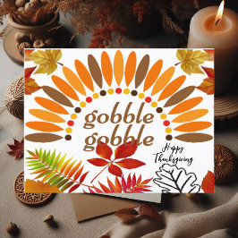 Thanksgivingen Gobble Fall Färg Maple Löv Vykort