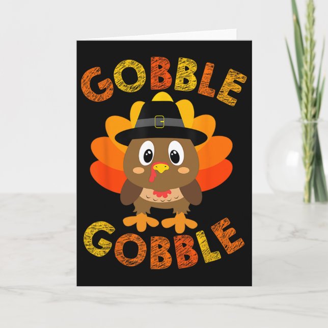 Thanksgivingen Gobble Turkey Little Boys Girls Kid Kort (Framsida)