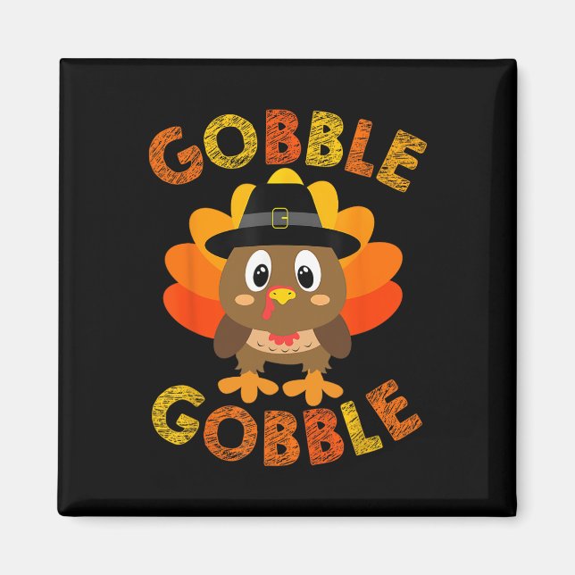 Thanksgivingen Gobble Turkey Little Boys Girls Kid Magnet (Framsidan)