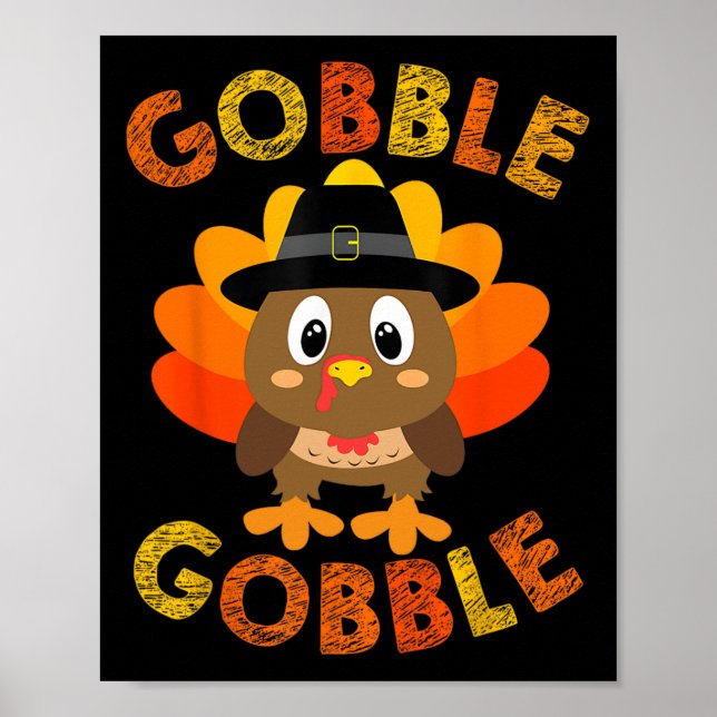 Thanksgivingen Gobble Turkey Little Boys Girls Kid Poster (Framsidan)