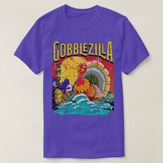 Thanksgivingen Gobblezilla 1 i Turkiet T Shirt (Design framsida)