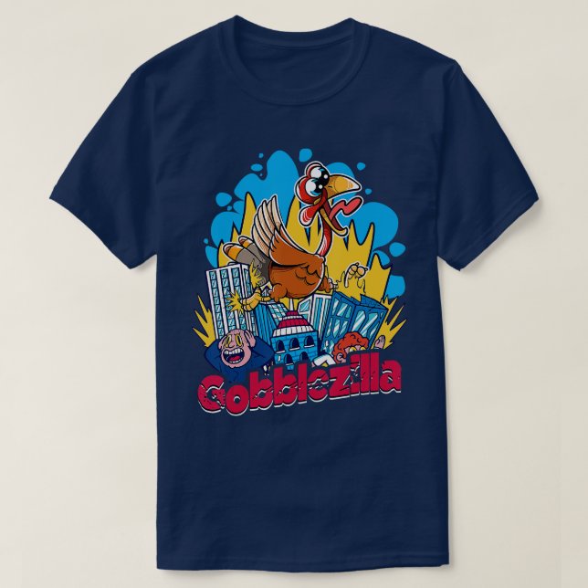 Thanksgivingen Gobblezilla 2 T Shirt (Design framsida)