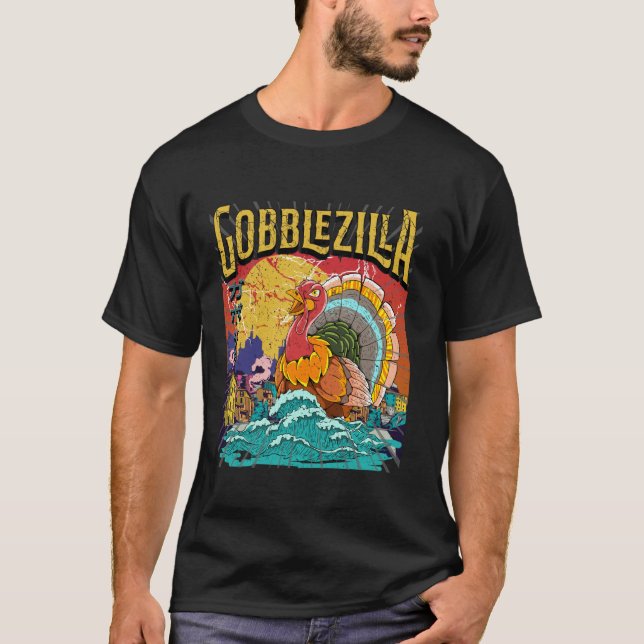 Thanksgivingen Gobblezilla T Shirt i Turkiet (Framsida)