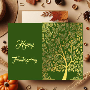 Thanksgivingen Golden Livets träd Fall Färg Löv Helg Vykort