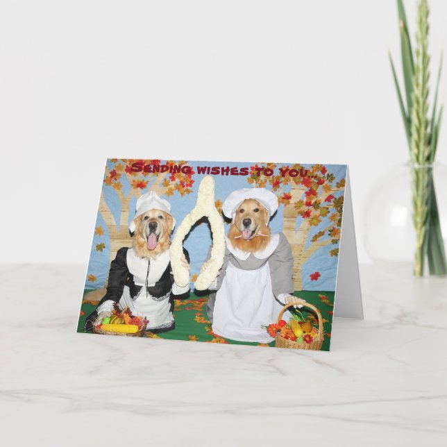 Thanksgivingen Golden Retriever Wishbone Kort (Framsida)