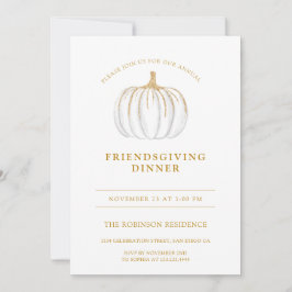 Thanksgivingen guld Script Pumpkin Friendsgiving- Inbjudningar