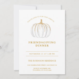 Thanksgivingen guld Script Pumpkin Friendsgiving- Inbjudningar