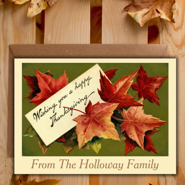 Thanksgivingen happy thanksgiving Vintage Anpassni Helgkort (Happy Thanksgiving Vintage Custom Thanksgiving Holiday Card)