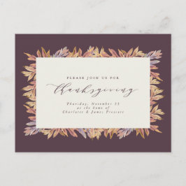 Thanksgivingen Höst löv elegant Inbjudan Vykort