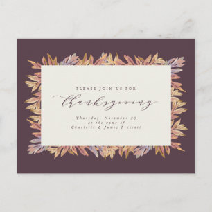 Thanksgivingen Höst löv elegant Inbjudan Vykort