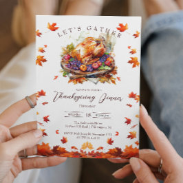 Thanksgivingen Höst löv och rostade Turkiet Inbjudningar