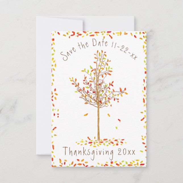 Thanksgivingen Hösten Träd Spara datum Datumet (Framsida)
