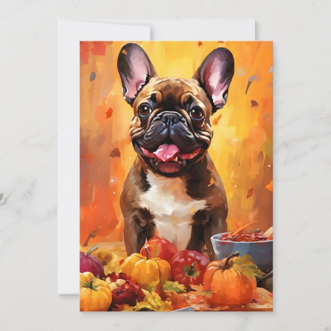 Thanksgivingen Hösthöst för fransk Bulldog Kort (Framsida)