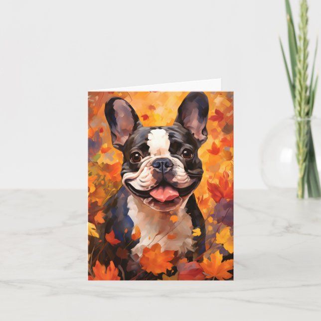 Thanksgivingen Hösthöst för fransk Bulldog Kort (Framsida)