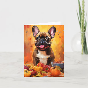 Thanksgivingen Hösthöst för fransk Bulldog Kort