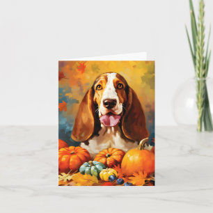 Thanksgivingen Höstvåg för Basset Hound Kort