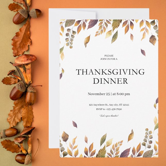 Thanksgivingen Höstvattenfärg Löv Inbjudningar (Skapare uppladdad)