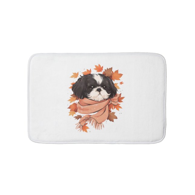 Thanksgivingen Kopiera Shih Tzu Fall Hund Höst löv Badrumsmatta (Framsidan)