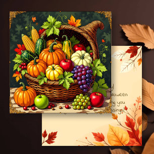 Thanksgivingen Kornucopia för vintage Hösten Kort