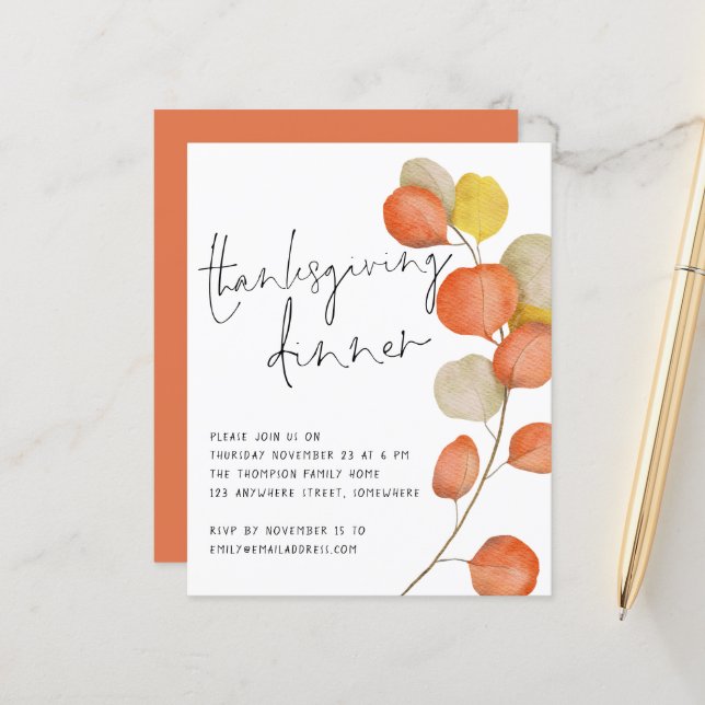 Thanksgivingen Löv för budgetskript, Inbjudan (Fram/Back In Situ)