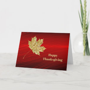 Thanksgivingen Löv guldfärgad grafik Helgkort