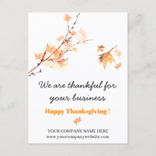 Thanksgivingen Löv - vattenfärgskarta - Business Helg Vykort