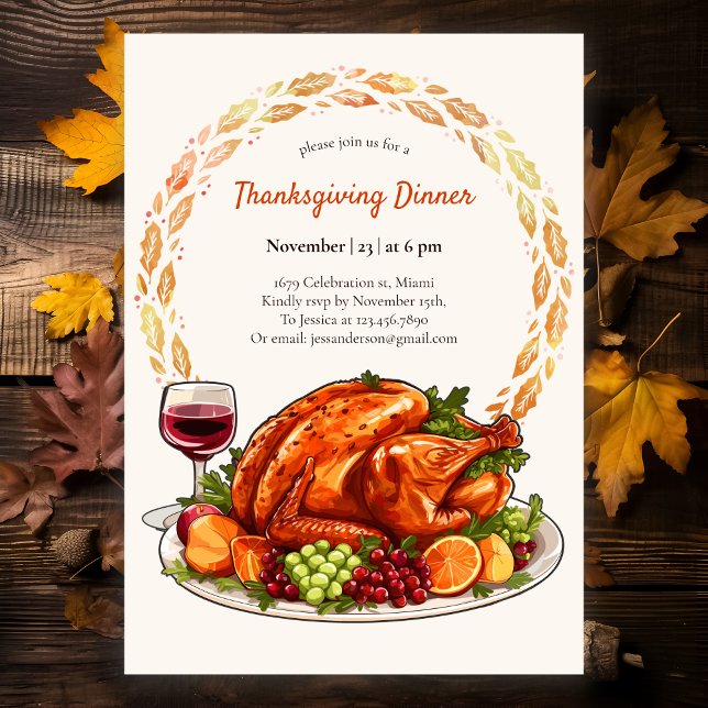 Thanksgivingen Modern höstfärg i Turkiet Inbjudningar (Skapare uppladdad)