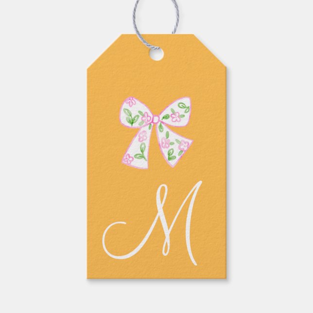 Thanksgivingen Monogram Preppy Pumpkin Bows Presentetikett (Framsidan)