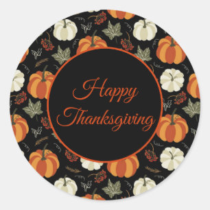 Thanksgivingen Mönster på hösten Runt Klistermärke