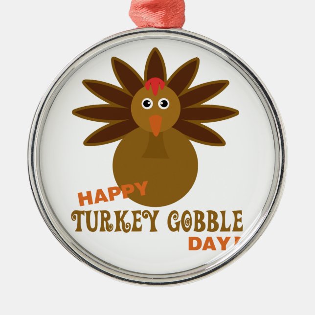 Thanksgivingen om Gobbeldagen i lycklig Turkiet Julgransprydnad Metall (Framsidan)