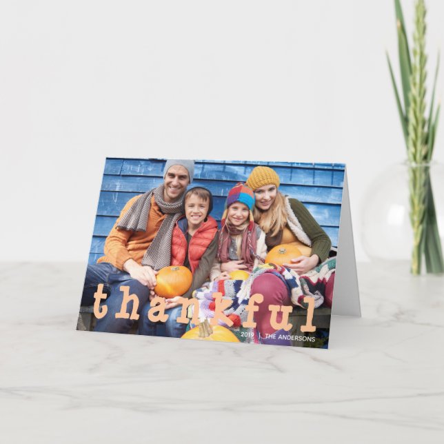 Thanksgivingen Orang Thankful Family Photo Kort (Framsida)