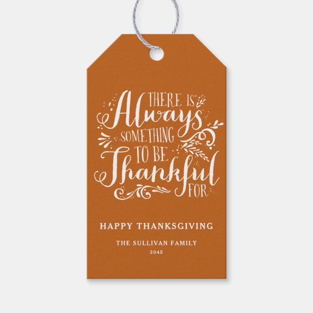 Thanksgivingen orange alltid tacksam offert presentetikett (Framsidan)