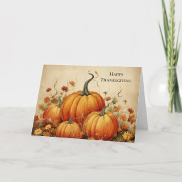 Thanksgivingen orange Pumpkins Rustic Autumn Helgkort