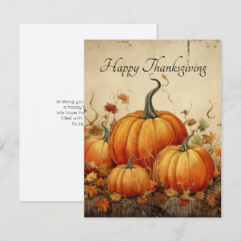 Thanksgivingen orange Pumpkins Rustic Autumn Julkort